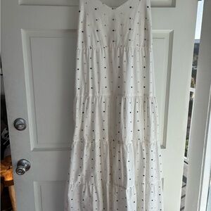Self Contrast White Maxi Dress with Dots